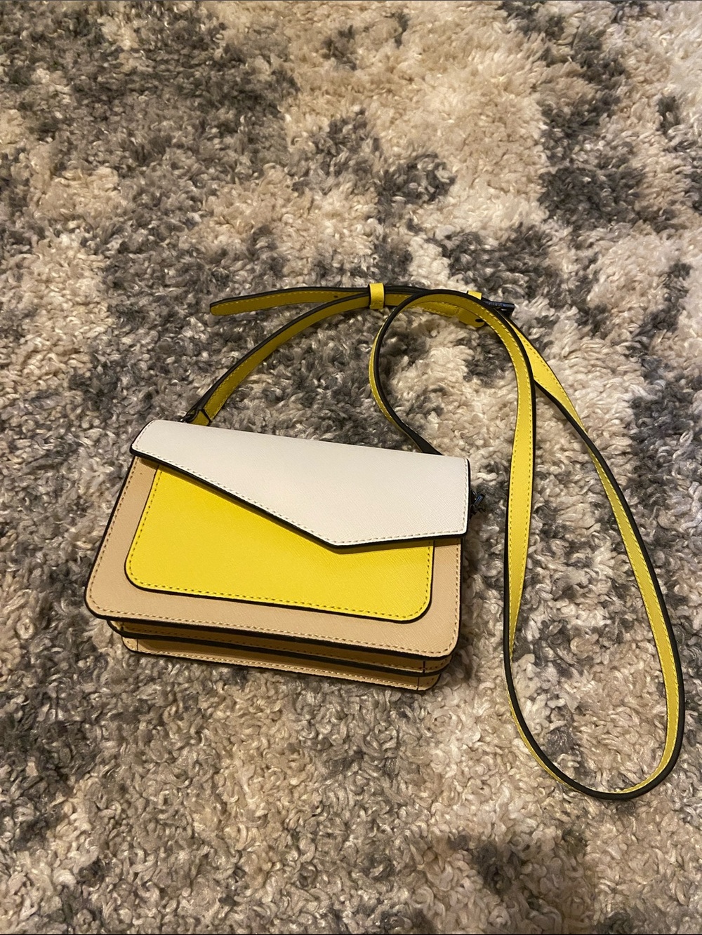 Botkier White, Yellow and Tan Colorblock Crossbody